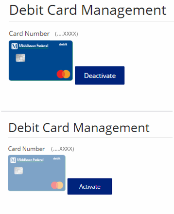 Banking Services Debit Card Management Deactivate & Activate Your Card