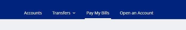 Pay My Bills button on navigation bar